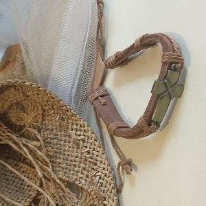 Genuine Leather Unisex Cross Bracelet!